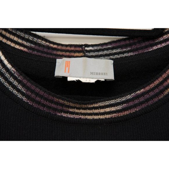 Vintage 100% Wool Black Missoni Short Sleeved Sweater est sz 42 - Picture 5 of 11